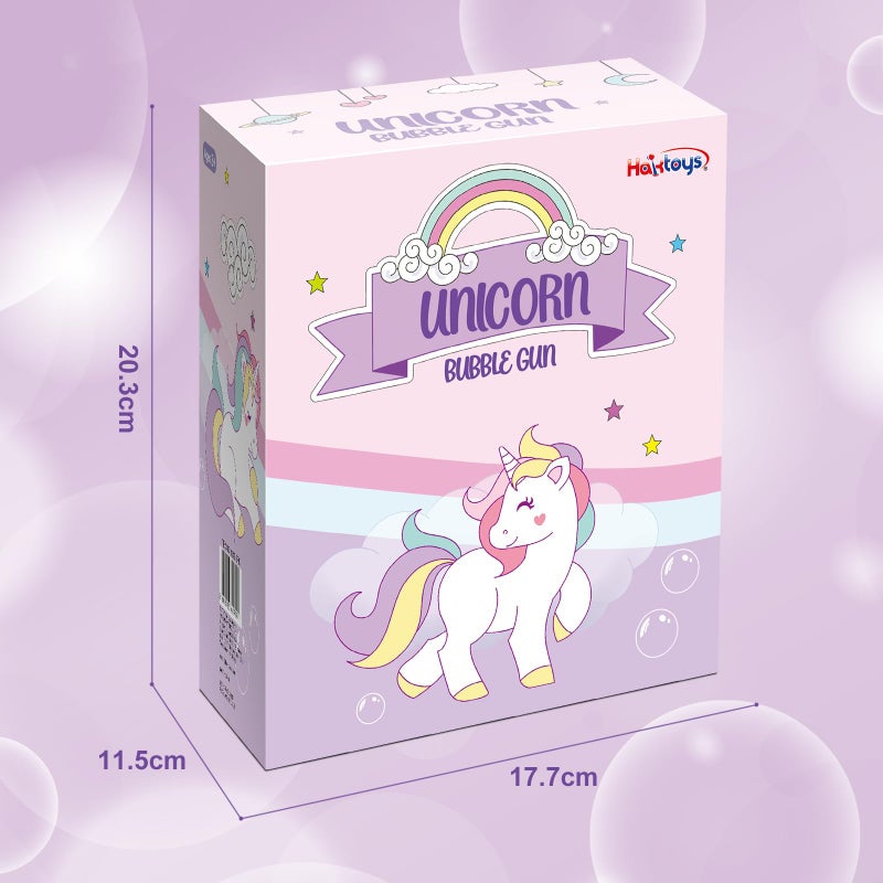 Haktoys Unicorn Bubble Gun with Batteries â€“ Leak-Free Automatic Bubble Blower & Maker for Toddlers & Kids | Bubble Shooter Toy with Solution Included | Ready to Play & Newly Upgraded - Image 5